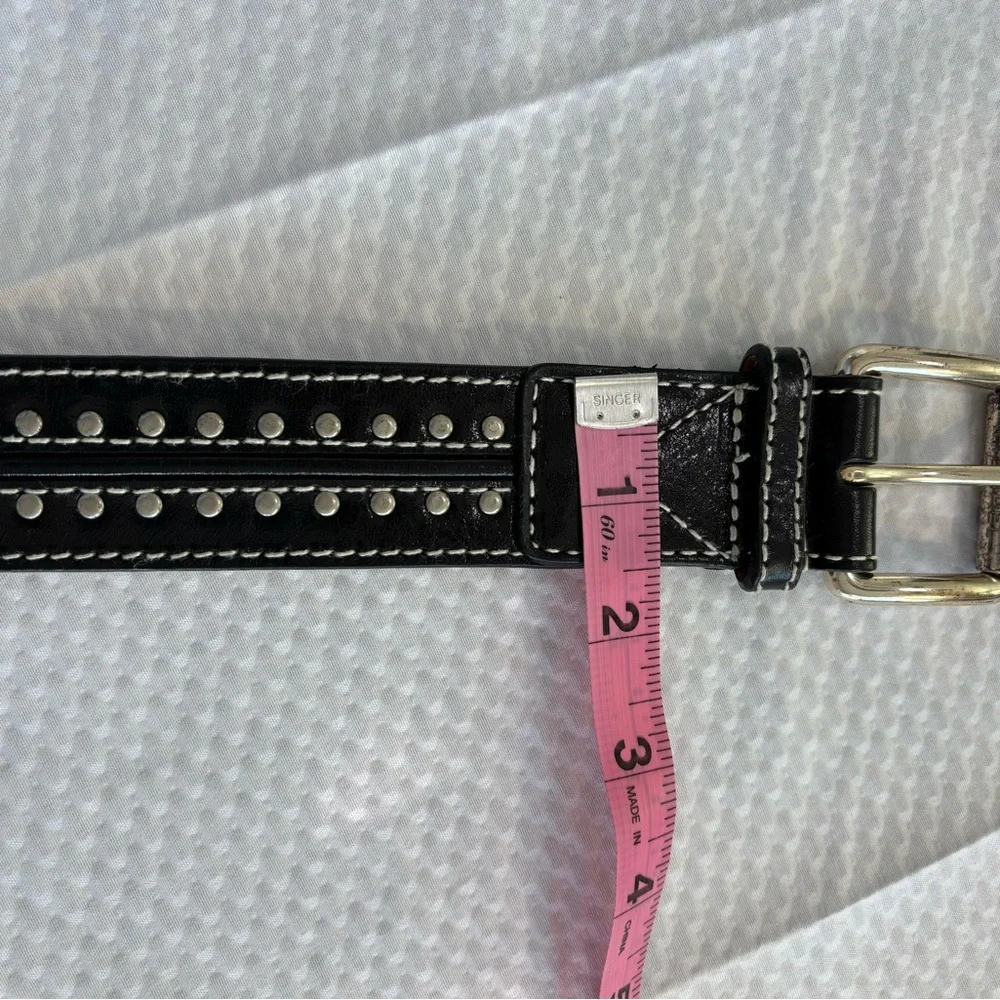 MICHAEL KORS Black Genuine Leather Belt with Silver Stud-like Accents Size L